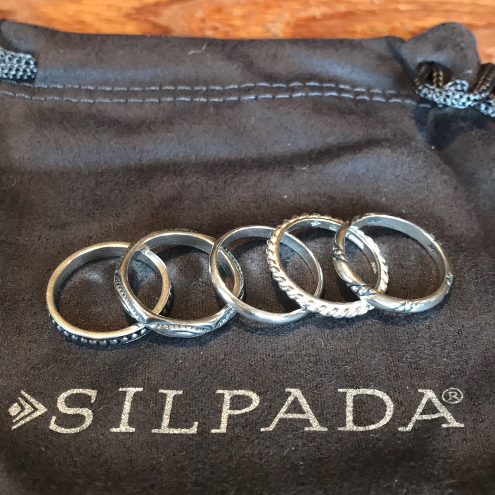 Set of 5 Sterling Silver Silpada rings